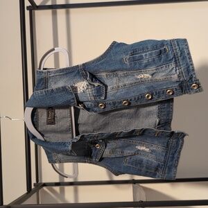 Ci Sono Distressed Denim Vest